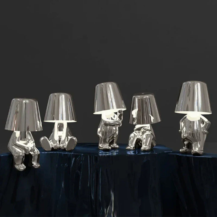 Unique resin figurine lamp, LED light with dimmable settings. Great accent for your home.