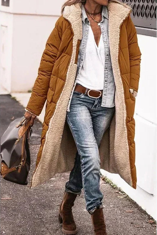 Versatile women's outerwear, reversible design, great for warm comfort in winter.