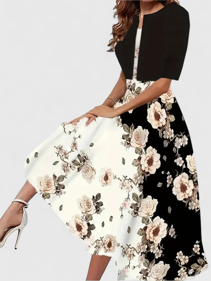 Women's Floral Midi Dress & Cropped Jacket Set