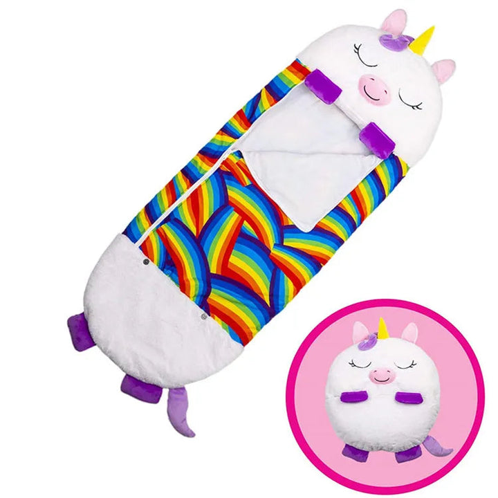 Foldable, soft animal kids' sleeping bag, essential camping gear for fun sleepovers and travel.