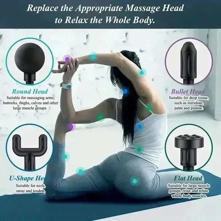 Portable deep tissue percussion massage gun & carrying case for on-the-go muscle relief.