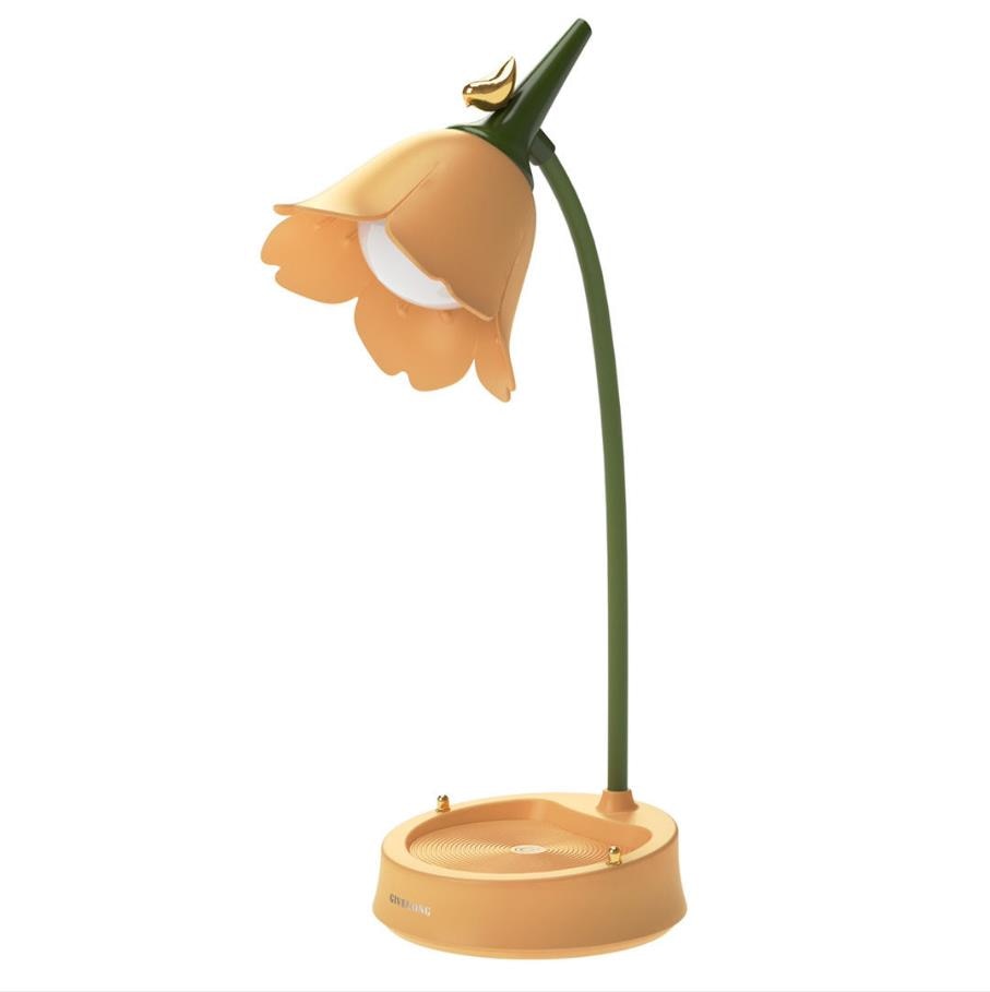 Multifunctional floral LED lamp: dimmable, portable, with integrated phone holder.