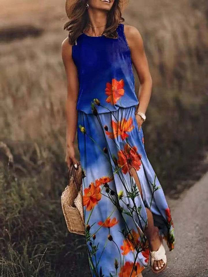 Women's Floral Crop Top & Maxi Skirt Set
