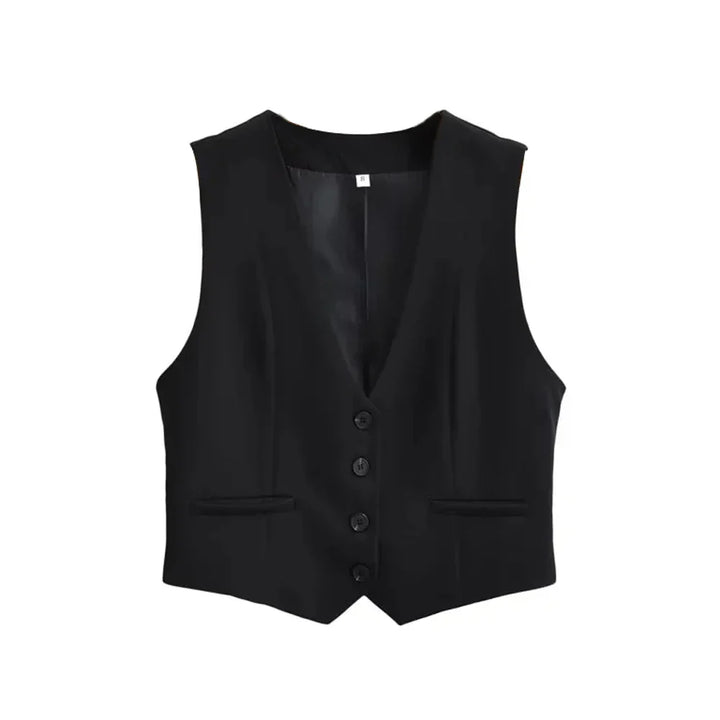 Modern women's tailored vest with a sleek design, ideal for versatile apparel & effortless style.