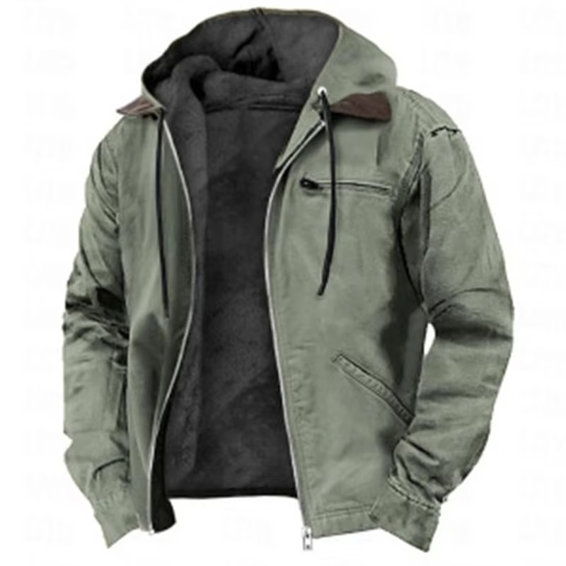 Versatile men's hooded full zip jacket, warm and durable outerwear perfect for casual everyday and outdoor use.