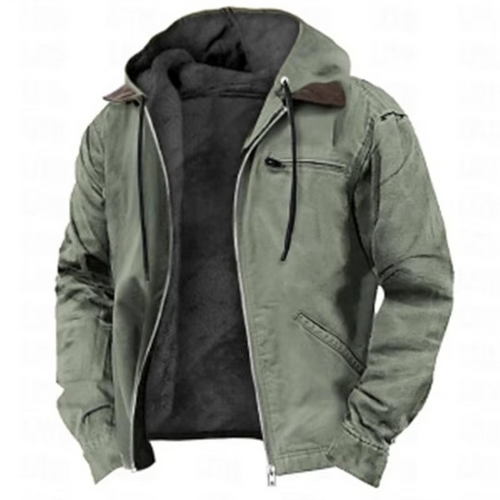 Versatile men's hooded full zip jacket, warm and durable outerwear perfect for casual everyday and outdoor use.