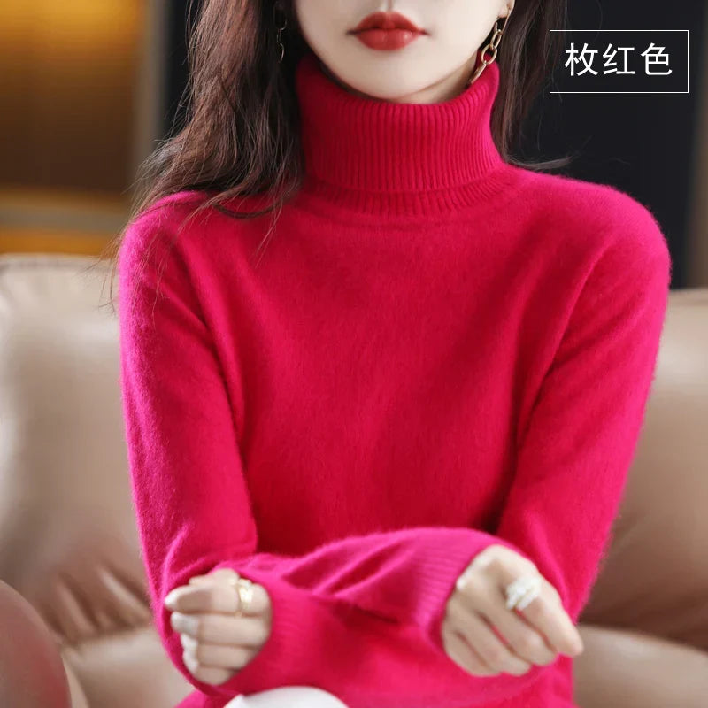 Chic women's knit turtleneck, perfect for formal wear or elegant office attire.
