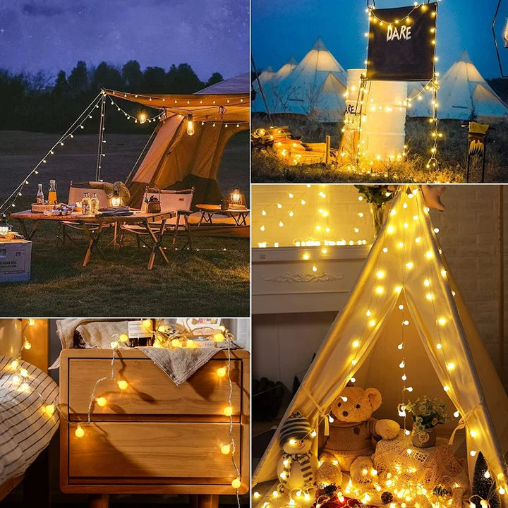 Durable LED solar string lights for versatile outdoor lighting, ideal for garden, patio, or party decor.