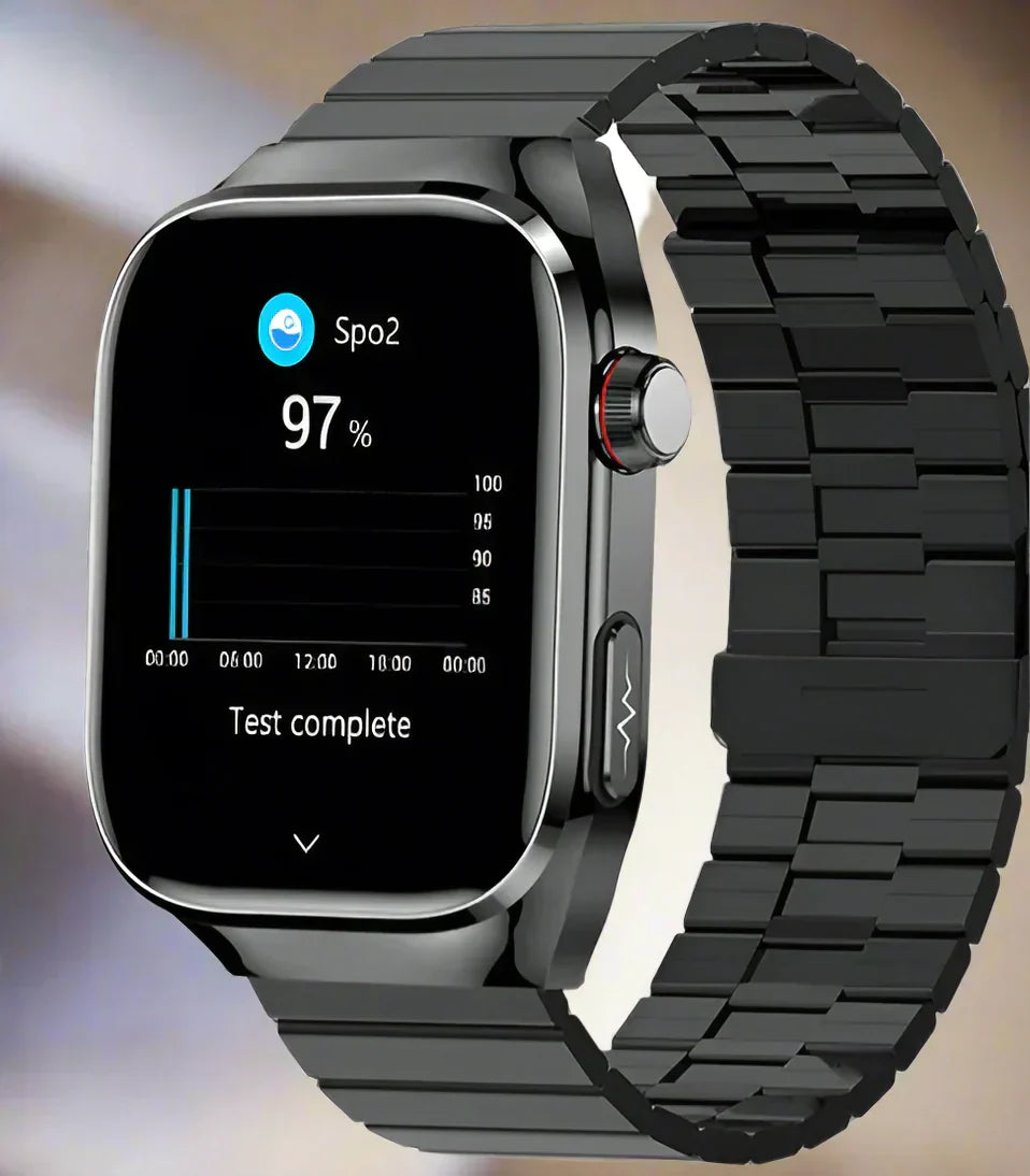 Smartwatch for men and women, featuring advanced health tracker and clear AMOLED display.