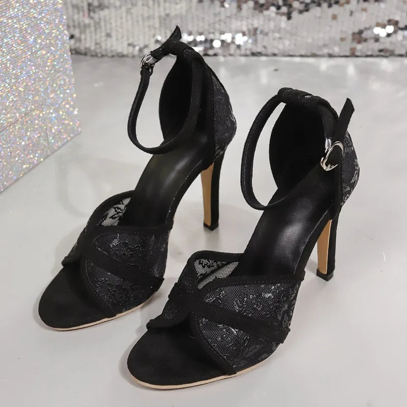 All-day comfort women's black orthopedic heels. Elegant buckle design provides foot support for work & formal fashion.