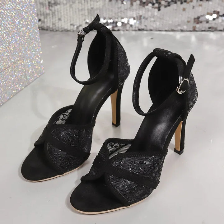 All-day comfort women's black orthopedic heels. Elegant buckle design provides foot support for work & formal fashion.