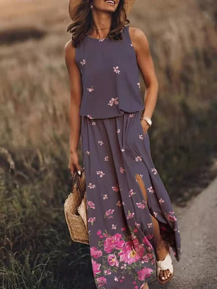 Women's Floral Crop Top & Maxi Skirt Set