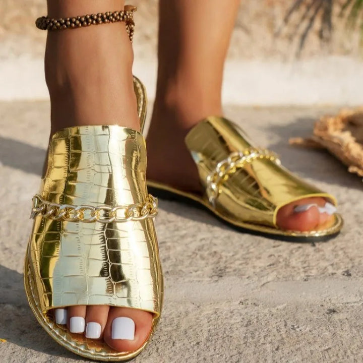 Sophia Croc Embossed Sandals
