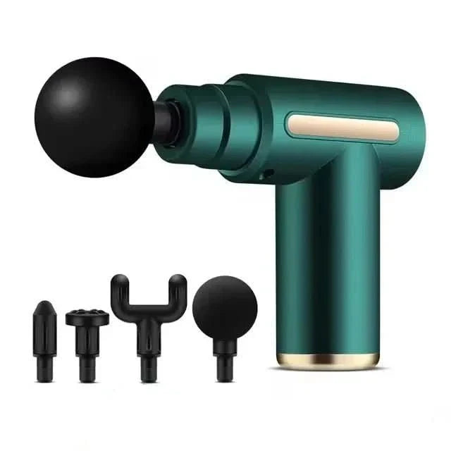 Compact & portable deep tissue massage gun fits comfortably in hand for muscle relief.