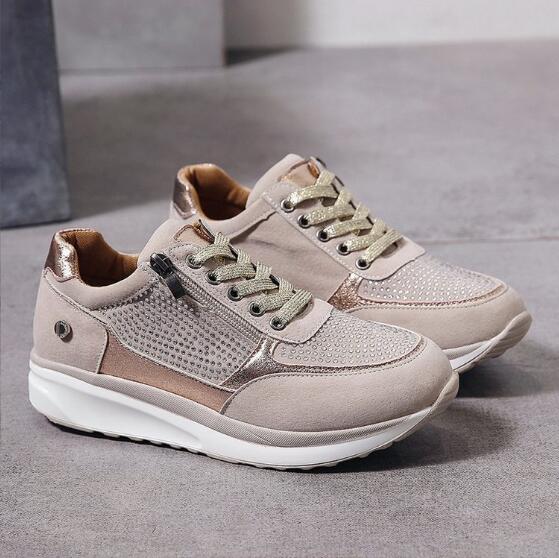 Orthopedic women's walking shoes with a stable sole & zipper, providing excellent foot support & comfort.