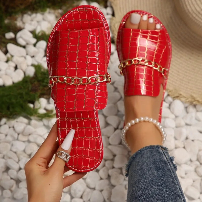 Sophia Croc Embossed Sandals