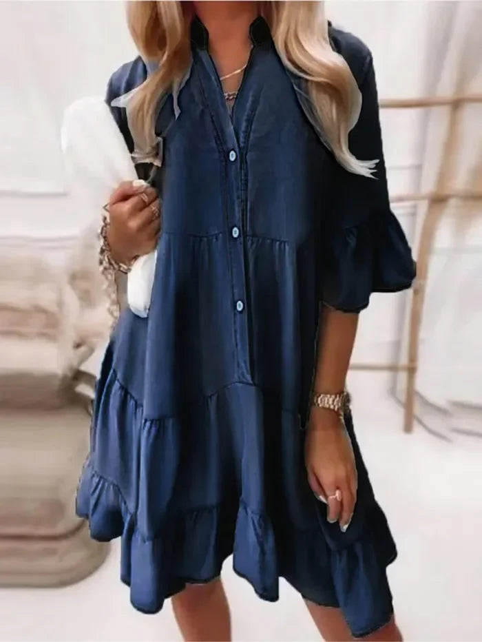 Women's Denim Ruffle Dress