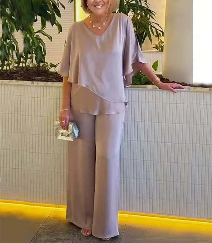 Two-Piece Set with Elegant Flair Women's Outfit