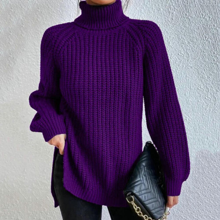 Ribbed knit long sleeve women's turtleneck sweater, a cozy and chic winter fashion staple.