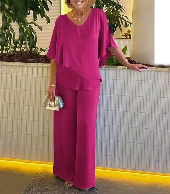 Two-Piece Set with Elegant Flair Women's Outfit