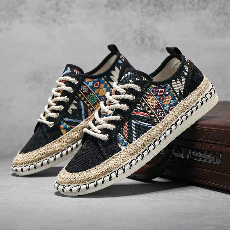 Unique men's heritage walkers, Aztec print casual footwear designed for all-day comfort.