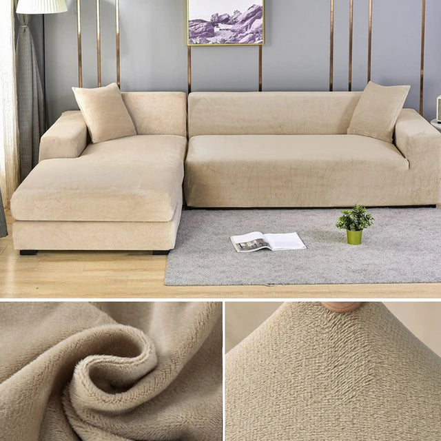 Stretch velvet sofa cover, revitalizing & protecting living room furniture.