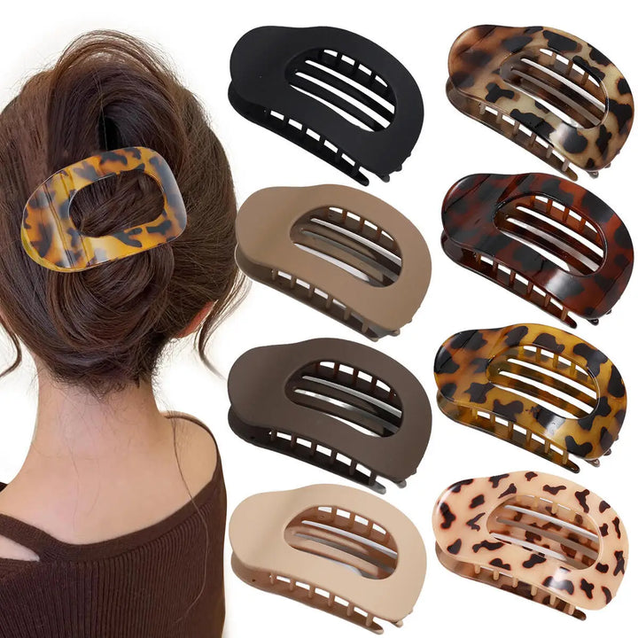 Oval Flat Hair Claw Clip - Matte Duckbill Clip for Women