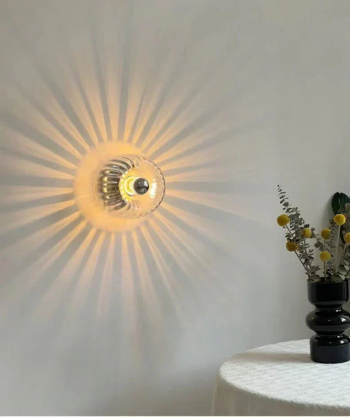 Modern metal & glass wall sconce, Bauhaus lighting fixture for contemporary home interior decor.