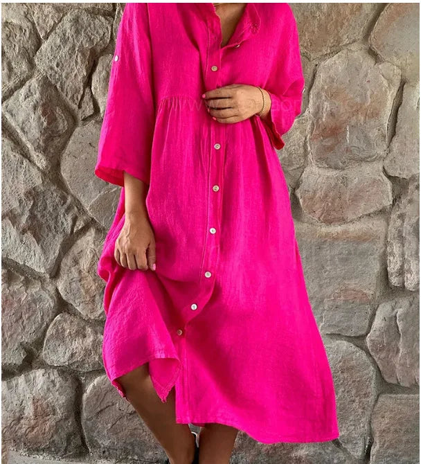 Women's V-Neck Long Sleeve Oversized Maxi Dress