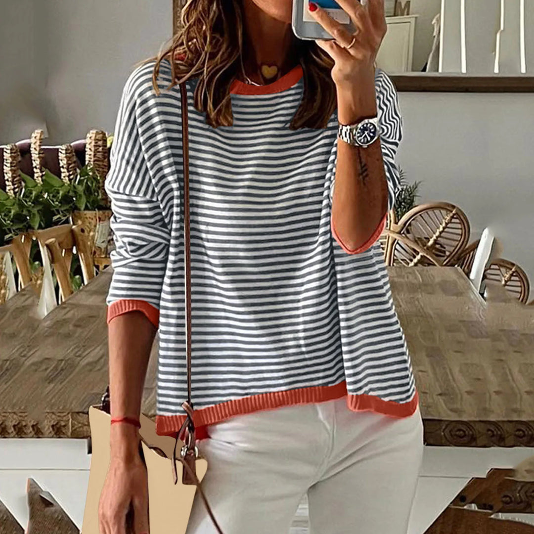 Women's Oversized Striped Sweatshirt