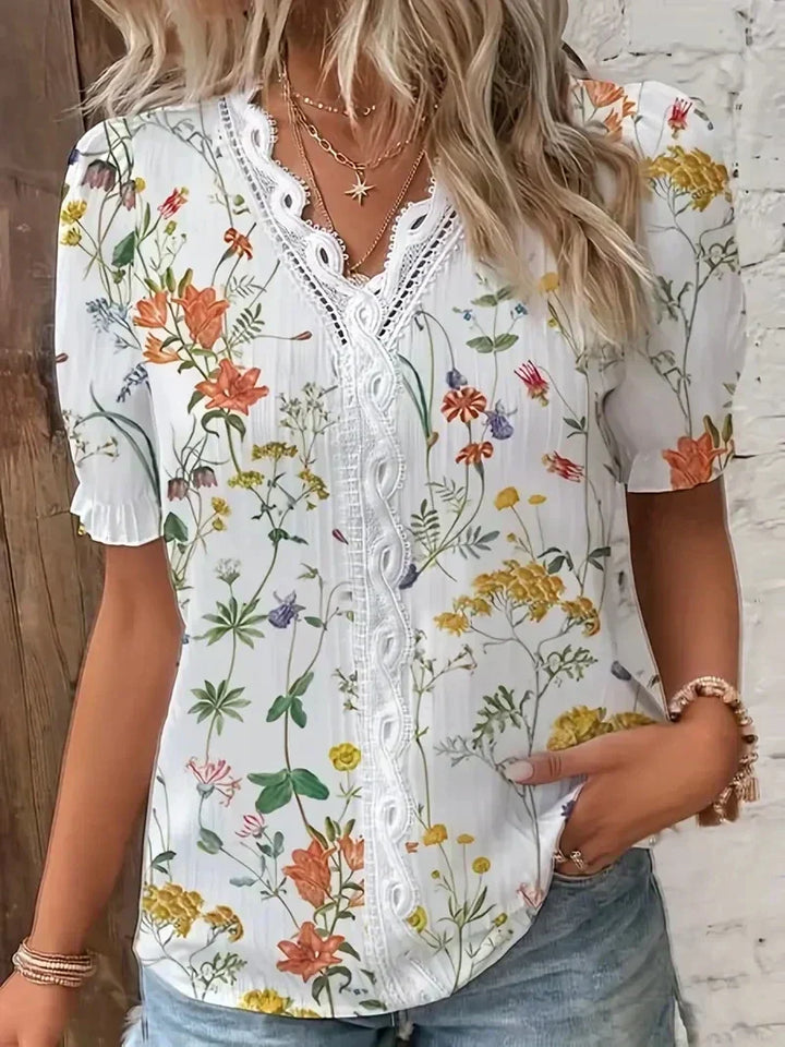 Joann™ Floral Lace V-Neck Blouse