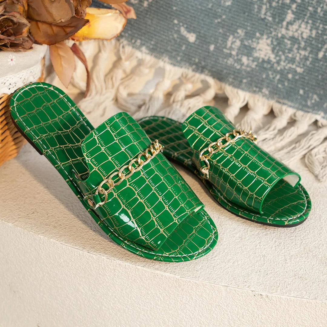 Sophia Croc Embossed Sandals