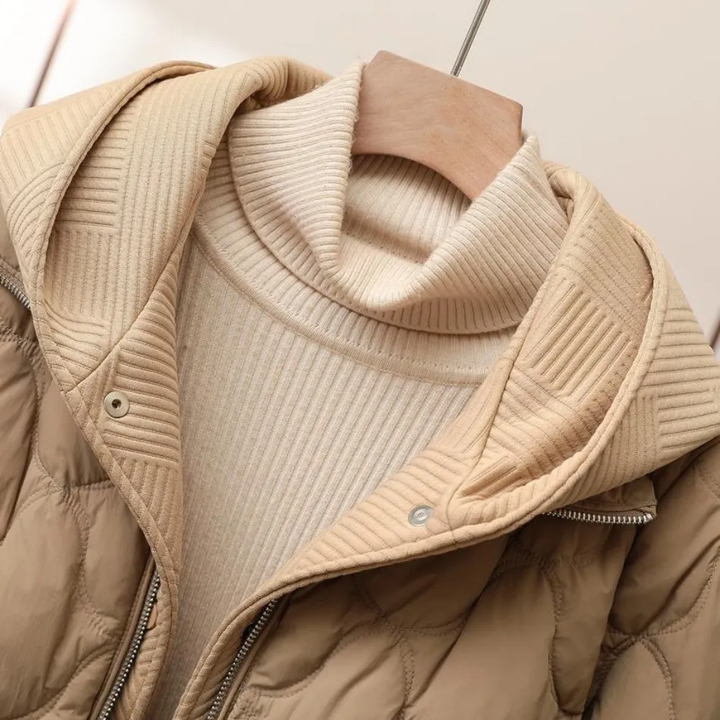 Aura women's jacket: stylish, warm puffer for urban fashion, casual outerwear & cold weather.