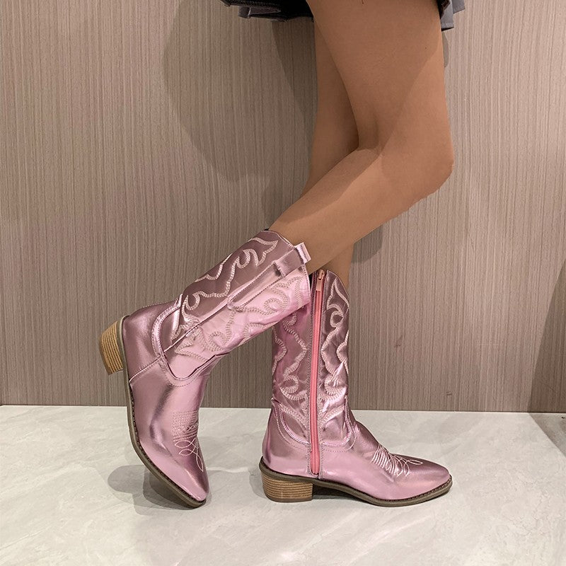 Glamorous women's metallic ankle boots, perfect for a fashion statement. Stylish and comfortable party footwear.