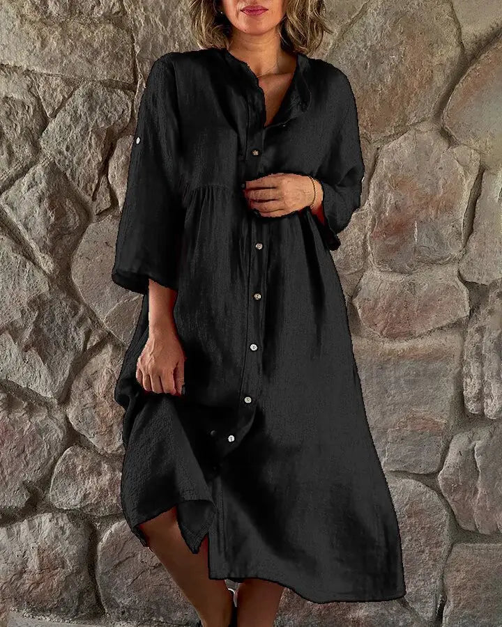 Women's V-Neck Long Sleeve Oversized Maxi Dress
