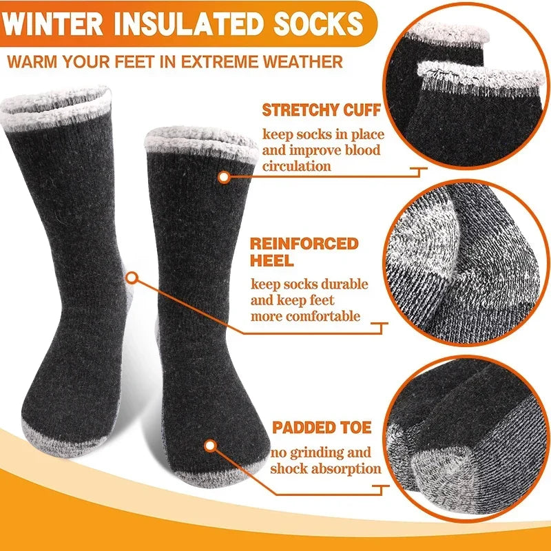Cozy men's thermal winter socks, mid-length, providing warmth & comfort in cold weather. 3-pack.