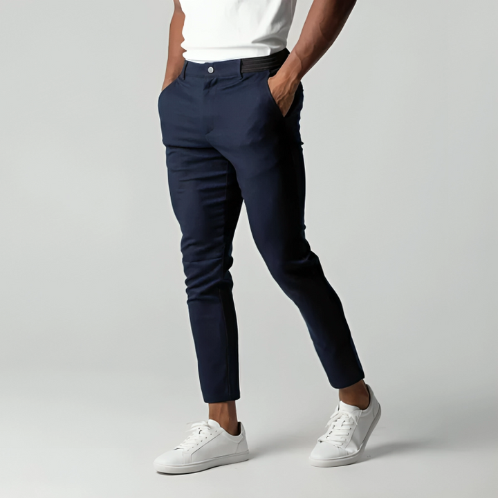 Versatile men's modern fit flex chino trousers, perfect for casual or stylish everyday comfort.
