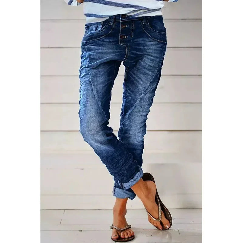 Women's versatile straight leg stretch pants offering ultimate comfort. Ideal for casual outings or office wear.