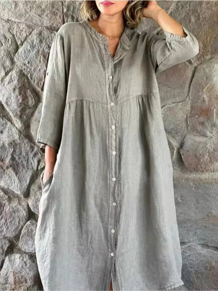 Women's V-Neck Long Sleeve Oversized Maxi Dress