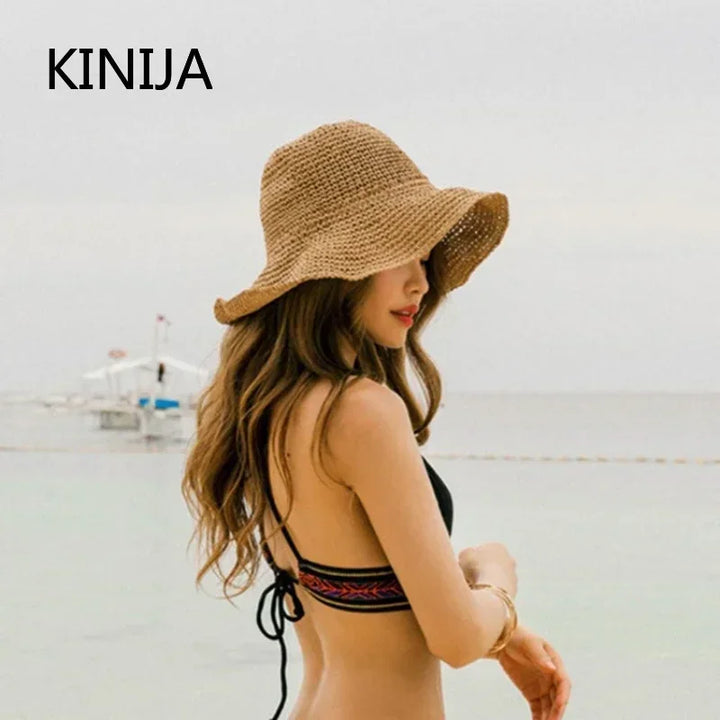 Women's Straw Beach Hat with Floppy Brim