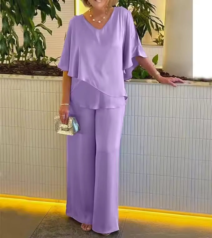 Two-Piece Set with Elegant Flair Women's Outfit