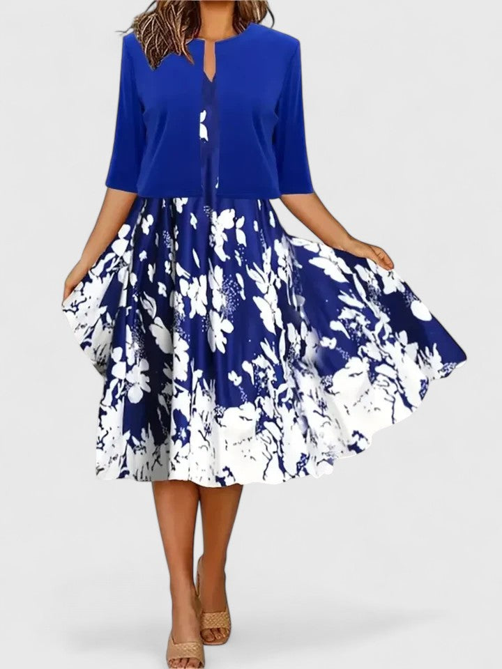 Women's Floral Midi Dress & Cropped Jacket Set