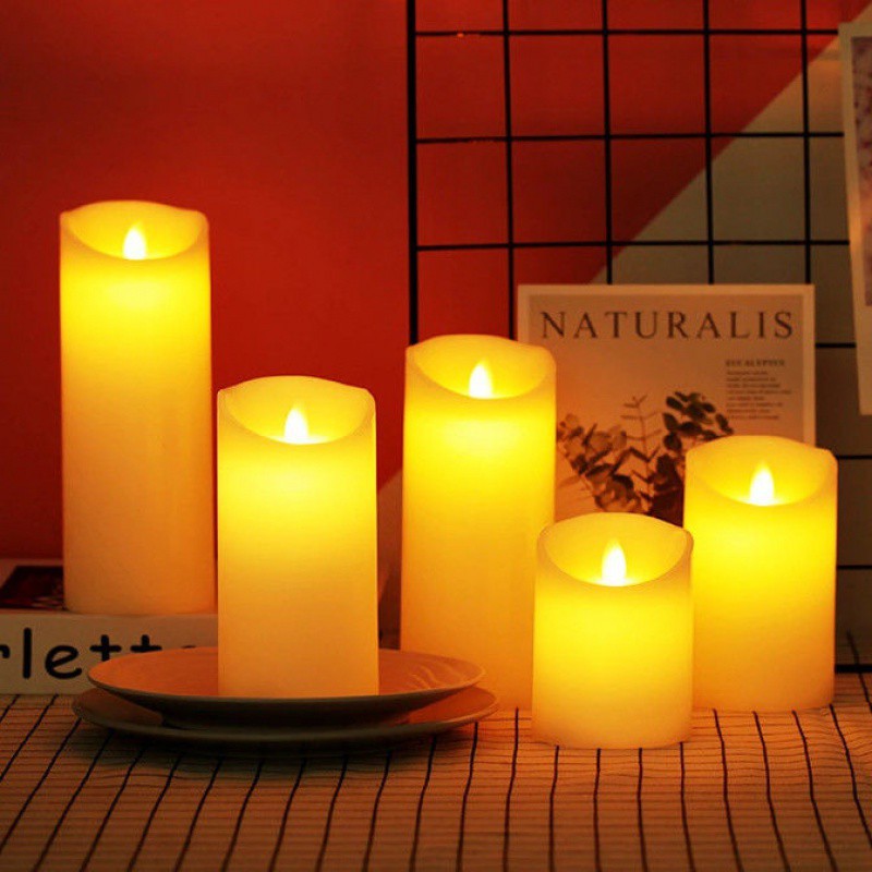 Decorative flameless LED candles, perfect for creating a cozy, safe ambiance without flame.
