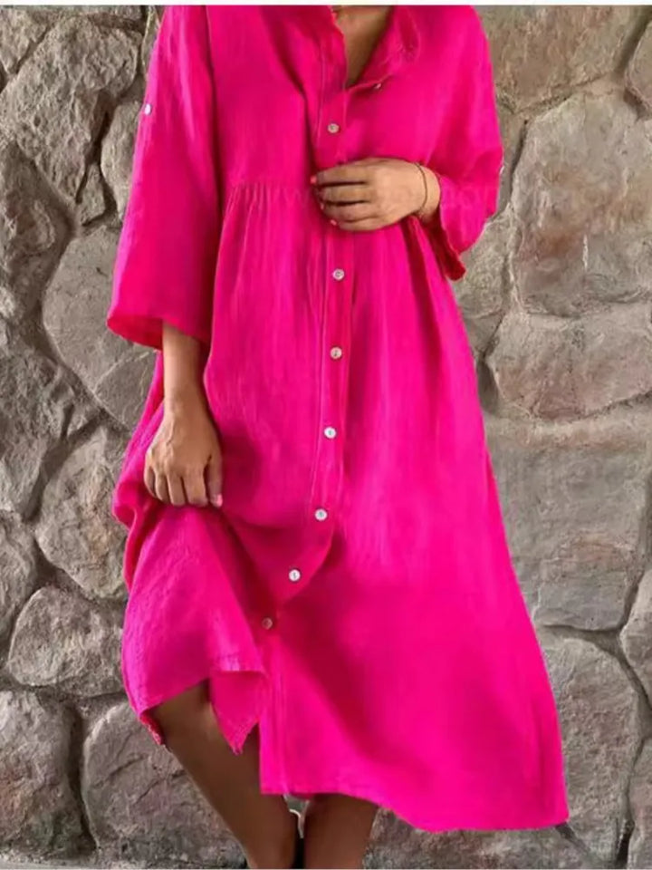 Women's V-Neck Long Sleeve Oversized Maxi Dress