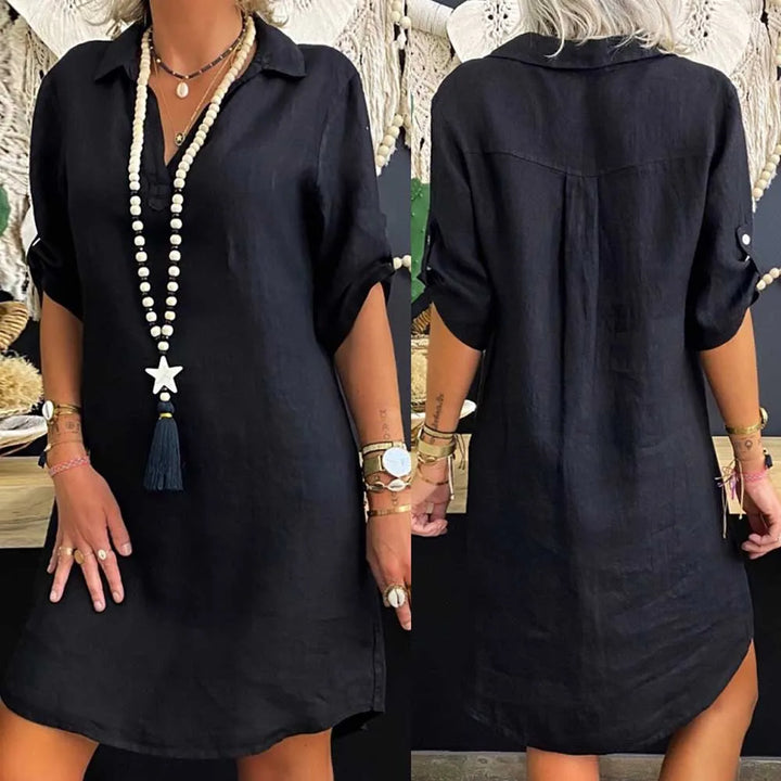 Women's Chic Elegance sleeveless summer dress, knee-length, comfortable for everyday casual wear.