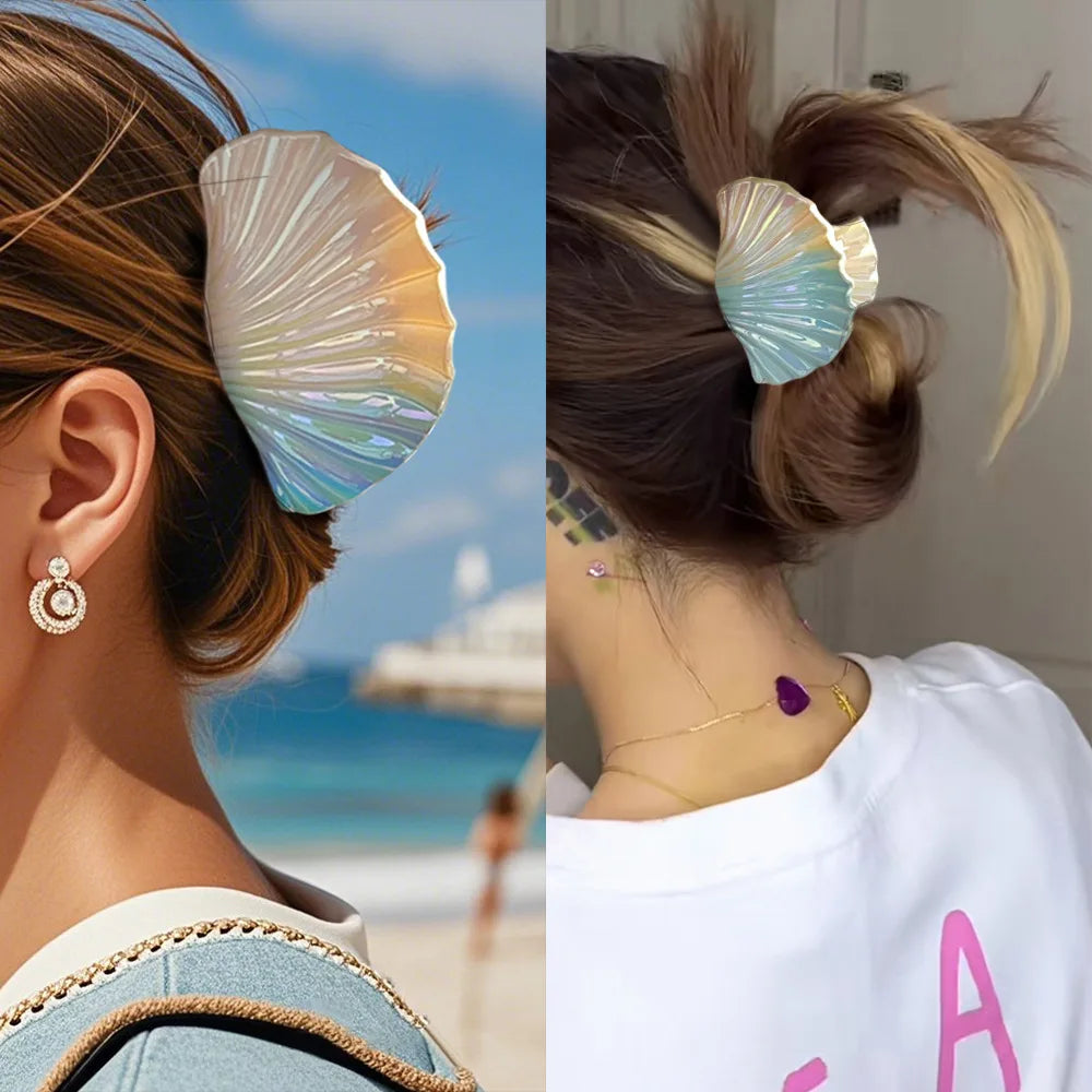 Gradient Shell Hair Claw Clip - Women's Beach Accessory