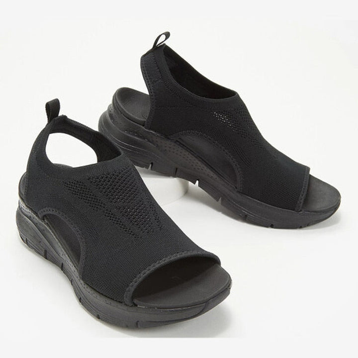 Pair of women's non-slip orthopedic sandals. Features arch support, comfortable straps, perfect for summer footwear.