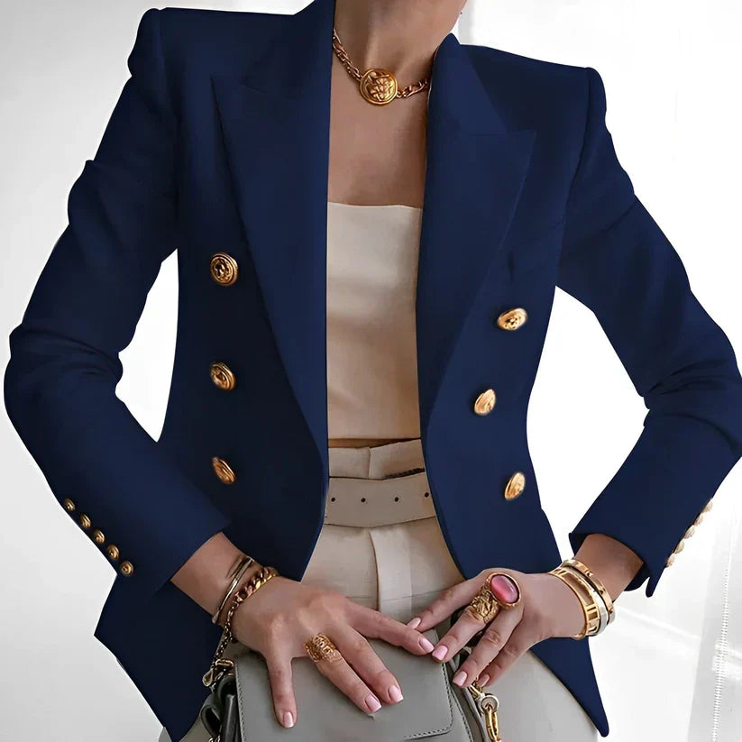 Women's Double Breasted Blazer with Gold Buttons