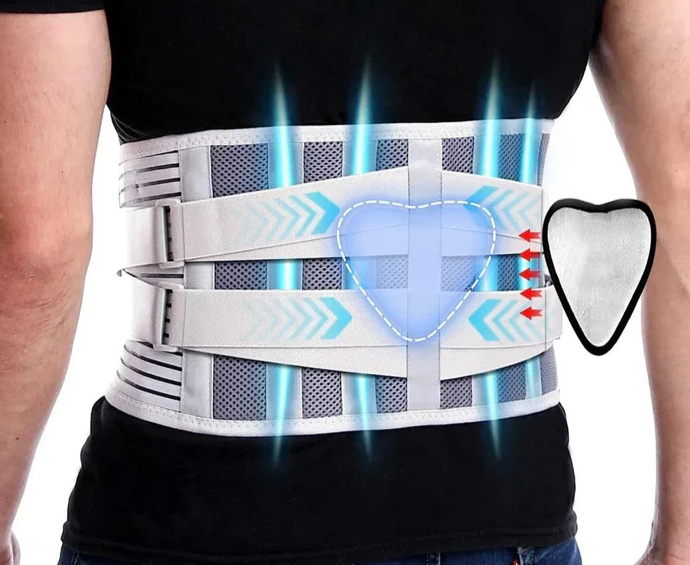 Daily pain relief back support belt, adjustable for all genders, promoting better posture & waist stability.