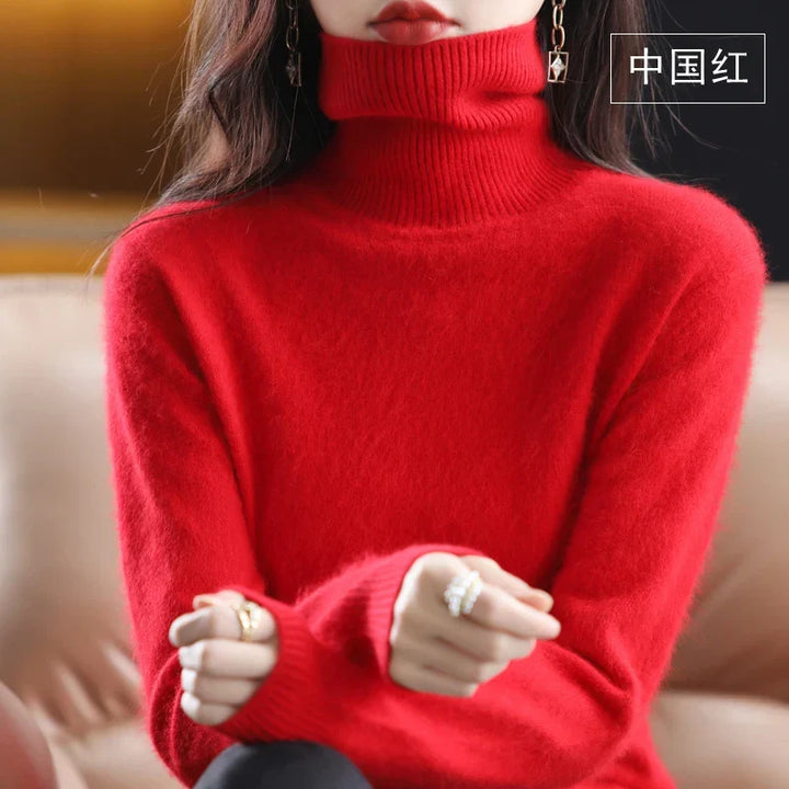 Women's cozy turtleneck sweater, offering warmth and elegance for winter attire.
